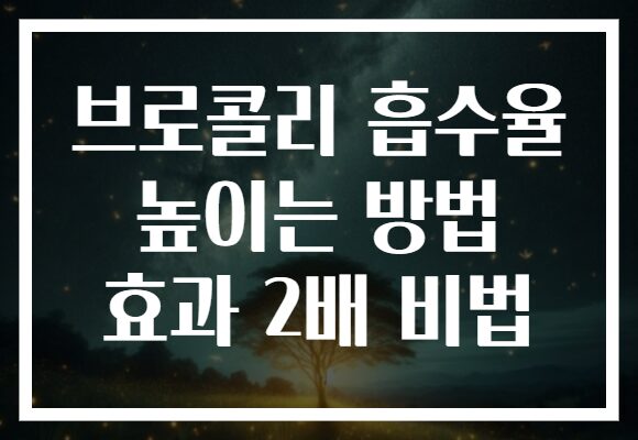 브로콜리 흡수율 높이는 방법 효과 2배 비법