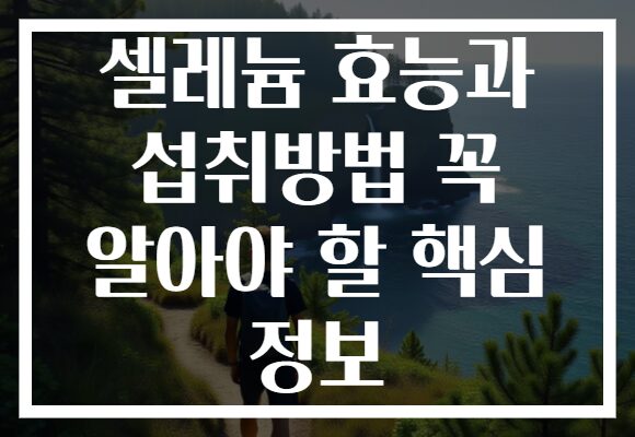 셀레늄 효능과 섭취방법 꼭 알아야 할 핵심 정보