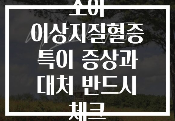 소아 이상지질혈증 특이 증상과 대처 반드시 체크