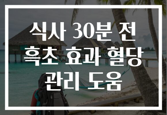 식사 30분 전 흑초 효과 혈당 관리 도움