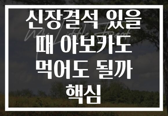 신장결석 있을 때 아보카도 먹어도 될까 핵심
