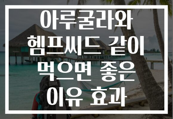 아루굴라와 헴프씨드 같이 먹으면 좋은 이유 효과