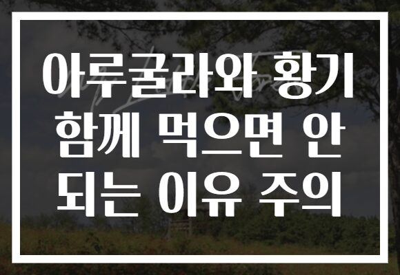 아루굴라와 황기 함께 먹으면 안 되는 이유 주의