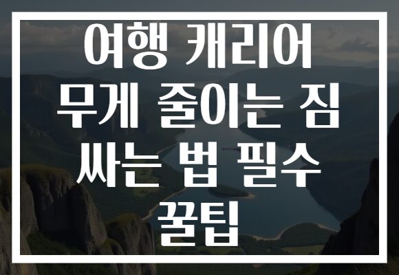 여행 캐리어 무게 줄이는 짐 싸는 법 필수 꿀팁