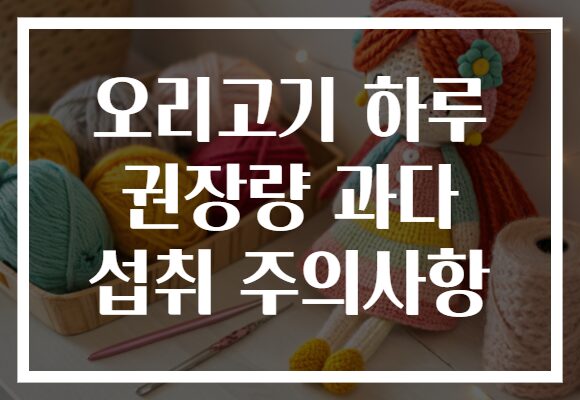 오리고기 하루 권장량 과다 섭취 주의사항