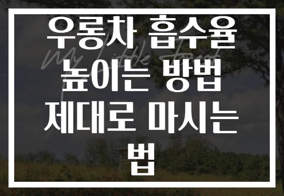 우롱차 흡수율 높이는 방법 제대로 마시는 법