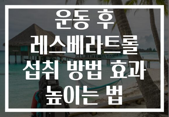 운동 후 레스베라트롤 섭취 방법 효과 높이는 법