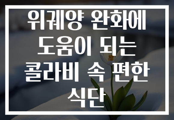 위궤양 완화에 도움이 되는 콜라비 속 편한 식단