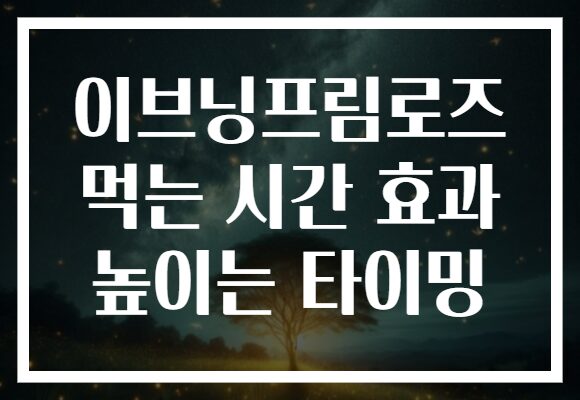 이브닝프림로즈 먹는 시간 효과 높이는 타이밍