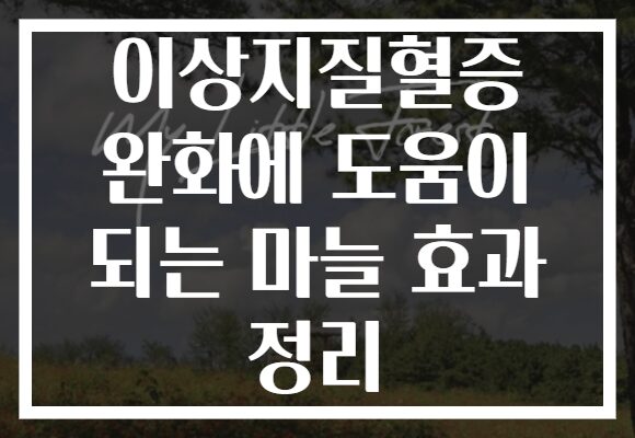 이상지질혈증 완화에 도움이 되는 마늘 효과 정리