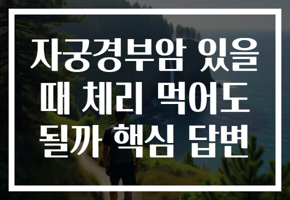 자궁경부암 있을 때 체리 먹어도 될까 핵심 답변