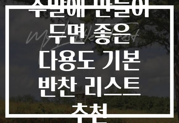 주말에 만들어 두면 좋은 다용도 기본 반찬 리스트 추천