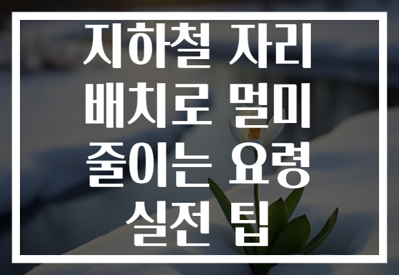 지하철 자리 배치로 멀미 줄이는 요령 실전 팁