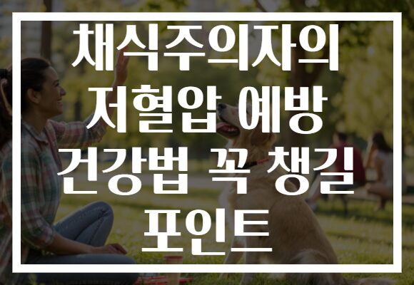 채식주의자의 저혈압 예방 건강법 꼭 챙길 포인트