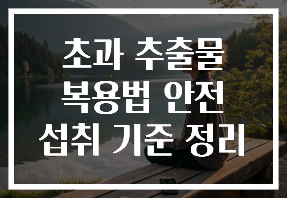 초과 추출물 복용법 안전 섭취 기준 정리