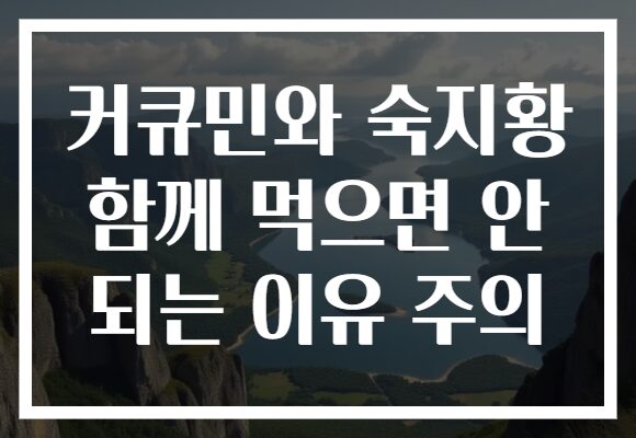 커큐민와 숙지황 함께 먹으면 안 되는 이유 주의