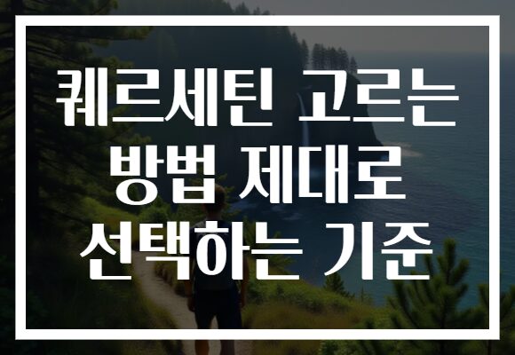 퀘르세틴 고르는 방법 제대로 선택하는 기준