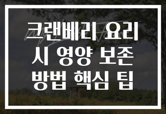 크랜베리 요리 시 영양 보존 방법 핵심 팁