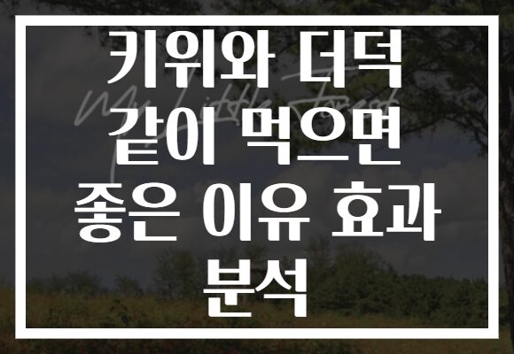 키위와 더덕 같이 먹으면 좋은 이유 효과 분석
