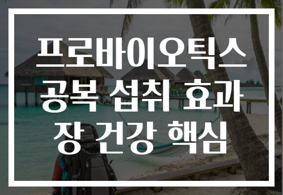프로바이오틱스 공복 섭취 효과 장 건강 핵심