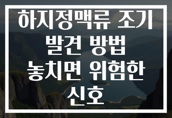 하지정맥류 조기 발견 방법 놓치면 위험한 신호