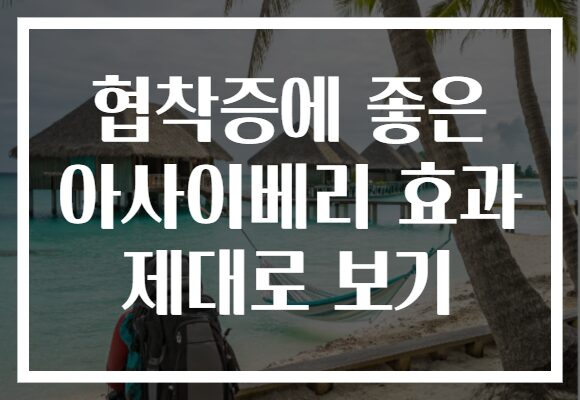 협착증에 좋은 아사이베리 효과 제대로 보기