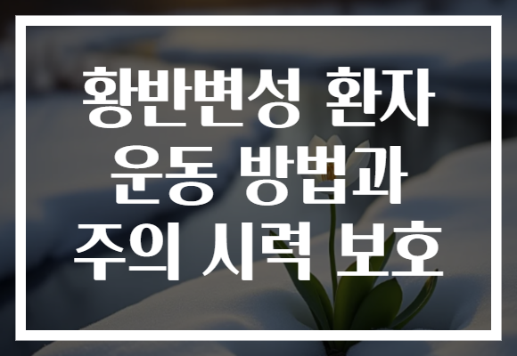 황반변성 환자 운동 방법과 주의 시력 보호