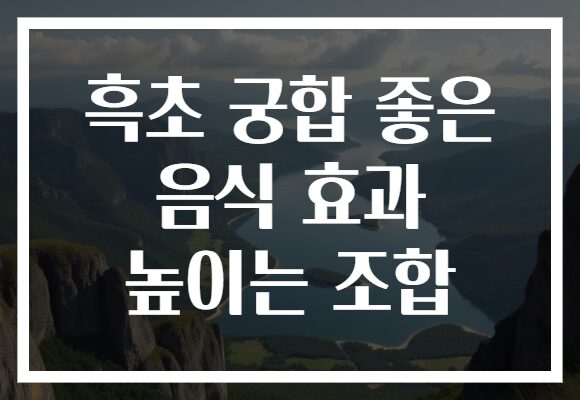 흑초 궁합 좋은 음식 효과 높이는 조합