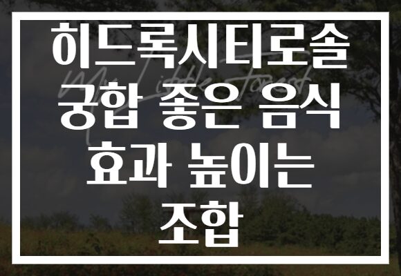 히드록시티로솔 궁합 좋은 음식 효과 높이는 조합