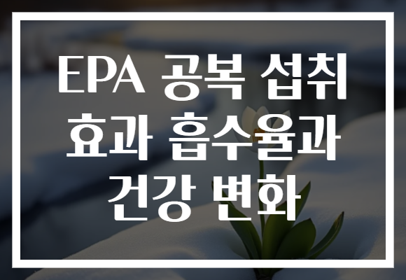 EPA 공복 섭취 효과 흡수율과 건강 변화