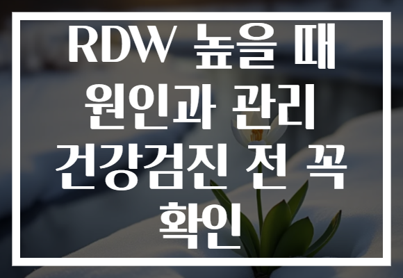 RDW 높을 때 원인과 관리 건강검진 전 꼭 확인