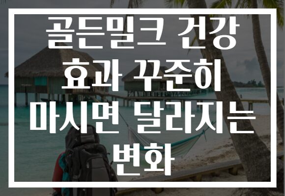 골든밀크 건강 효과 꾸준히 마시면 달라지는 변화