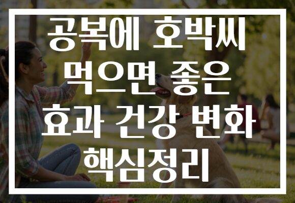 공복에 호박씨 먹으면 좋은 효과 건강 변화 핵심정리