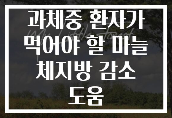 과체중 환자가 먹어야 할 마늘 체지방 감소 도움