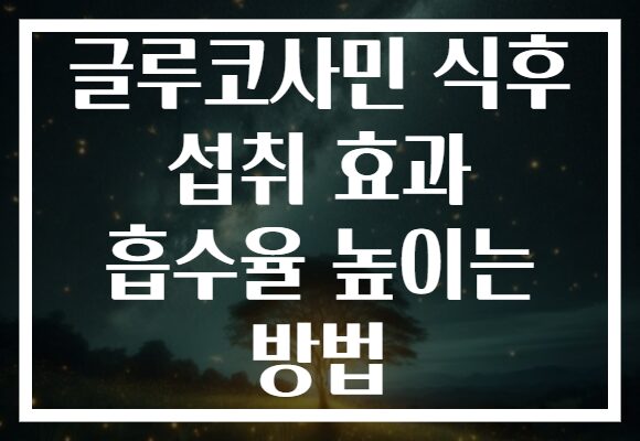 글루코사민 식후 섭취 효과 흡수율 높이는 방법