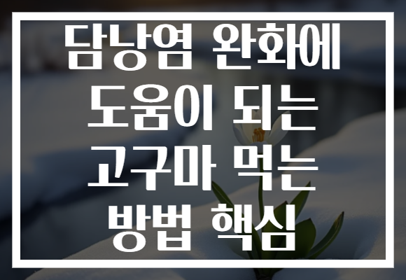 담낭염 완화에 도움이 되는 고구마 먹는 방법 핵심