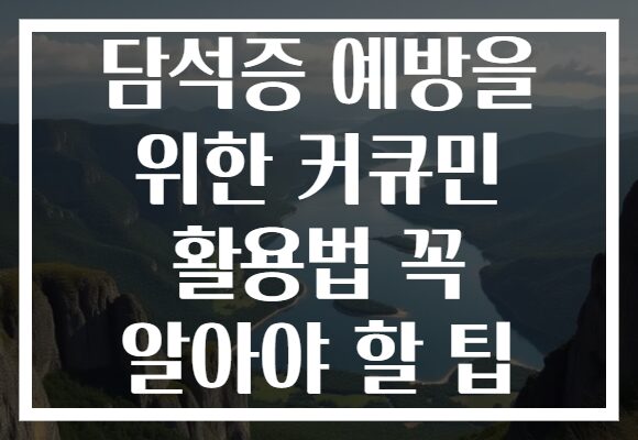 담석증 예방을 위한 커큐민 활용법 꼭 알아야 할 팁