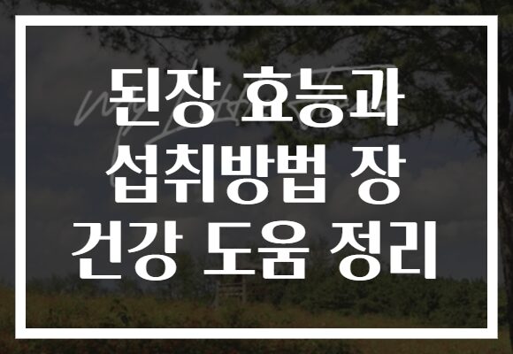 된장 효능과 섭취방법 장 건강 도움 정리