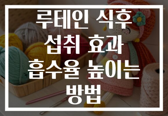 루테인 식후 섭취 효과 흡수율 높이는 방법