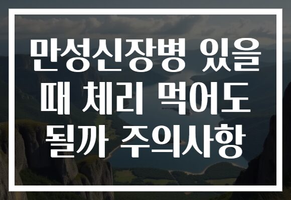 만성신장병 있을 때 체리 먹어도 될까 주의사항