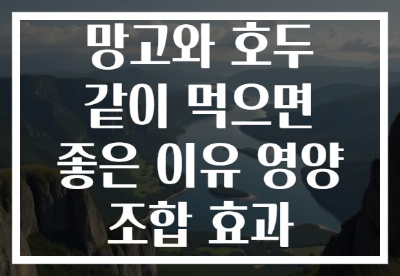 망고와 호두 같이 먹으면 좋은 이유 영양 조합 효과