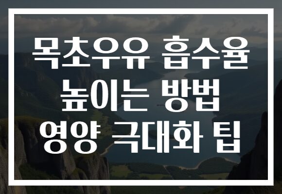 목초우유 흡수율 높이는 방법 영양 극대화 팁