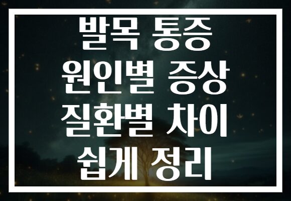 발목 통증 원인별 증상 질환별 차이 쉽게 정리