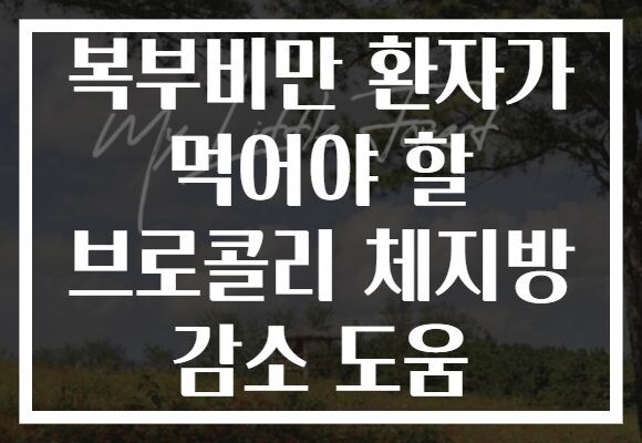 복부비만 환자가 먹어야 할 브로콜리 체지방 감소 도움