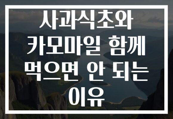 사과식초와 카모마일 함께 먹으면 안 되는 이유