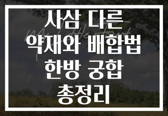 사삼 다른 약재와 배합법 한방 궁합 총정리