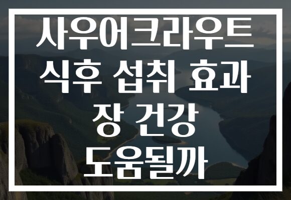 사우어크라우트 식후 섭취 효과 장 건강 도움될까