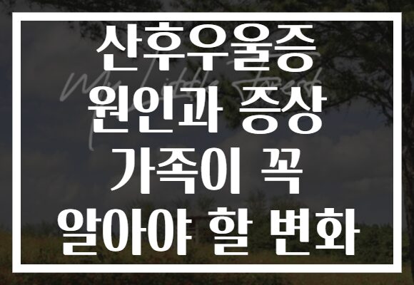 산후우울증 원인과 증상 가족이 꼭 알아야 할 변화