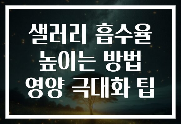 샐러리 흡수율 높이는 방법 영양 극대화 팁