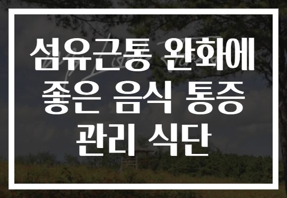 섬유근통 완화에 좋은 음식 통증 관리 식단